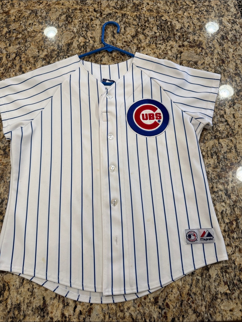 Majestic Chicago Cubs White Blue Pinstripe Kids Jersey
